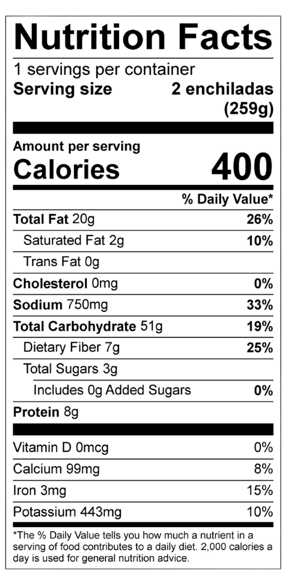 Enchilada Queso Nutrition Facts