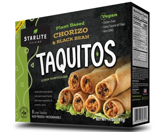 Starlite Cuisine Chorizo and Black Bean Taquitos - vegan gluten-free