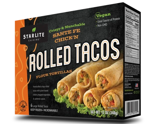 Starlite Cuisine Sante Fe Chick'n Rolled Tacos - plant-based vegan